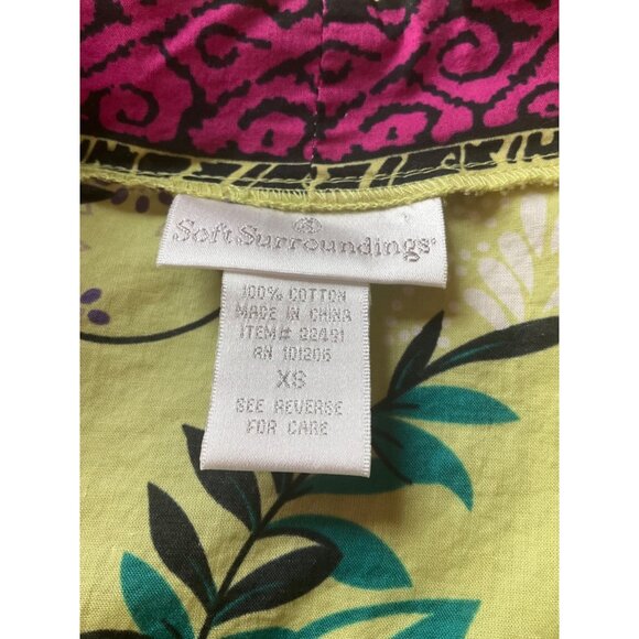 Soft Surroundings Womens Sz XS Kimono Wrap Dress or Robe Cotton Tropical Green - Picture 3 of 8
